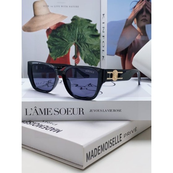 Versace Black Rectangular Sunglasses with Medusa Temples